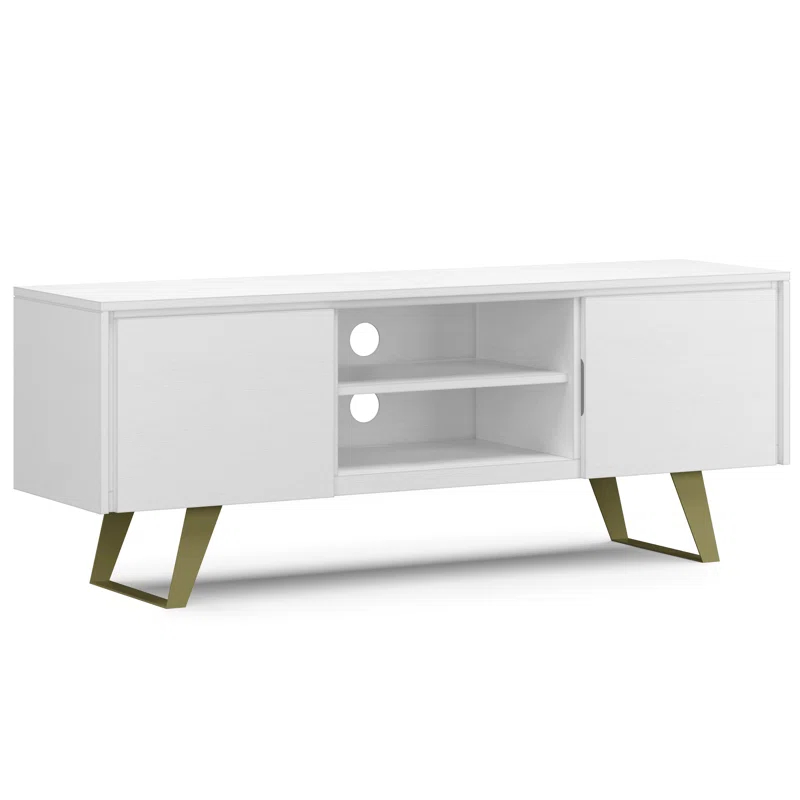 Simpli Home Lowry 63"W Solid Wood Modern Industrial TV Stand for TVs up to 70" with Storage
