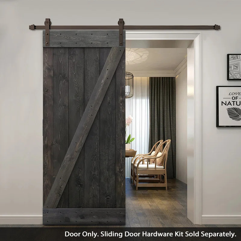 Calhome 84'' Solid Wood Paneled Painted Barn Door