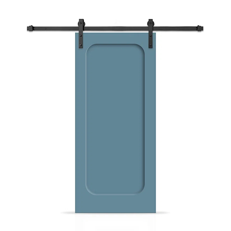 Calhome Curved 1 Panel Shaker Painted Composite Modern Interior Sliding Barn Door with Hardware Kit