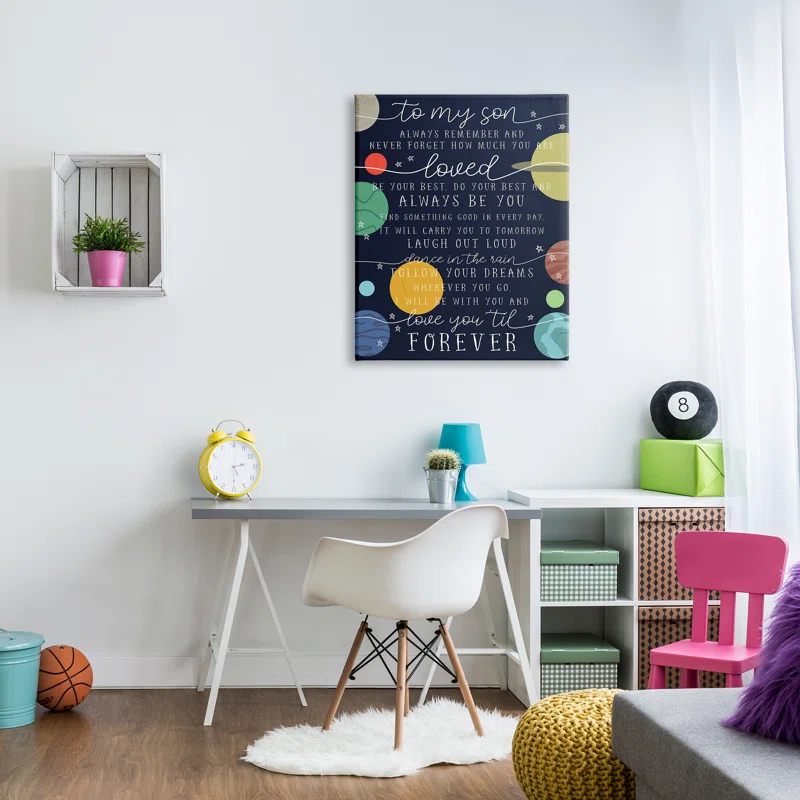 Stupell Industries My Son Love You Forever Phrase Outer Space Oversized Black Framed Giclee Texturized Art By Daphne Polselli | Wayfair