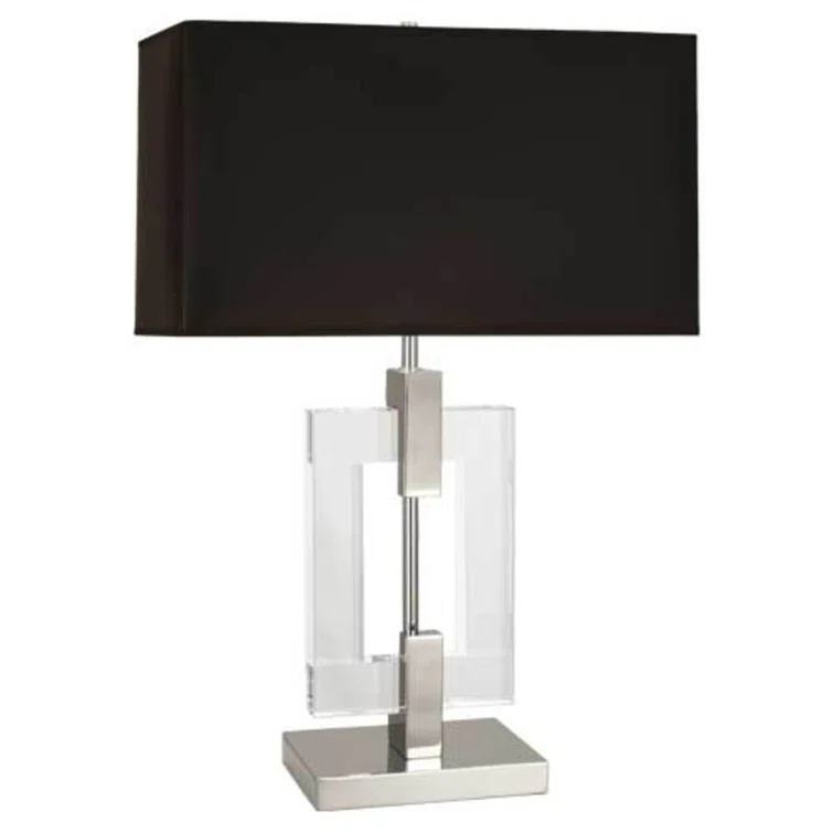 Rectangular Black Parchment Table Lamp with Matte Silver Lining