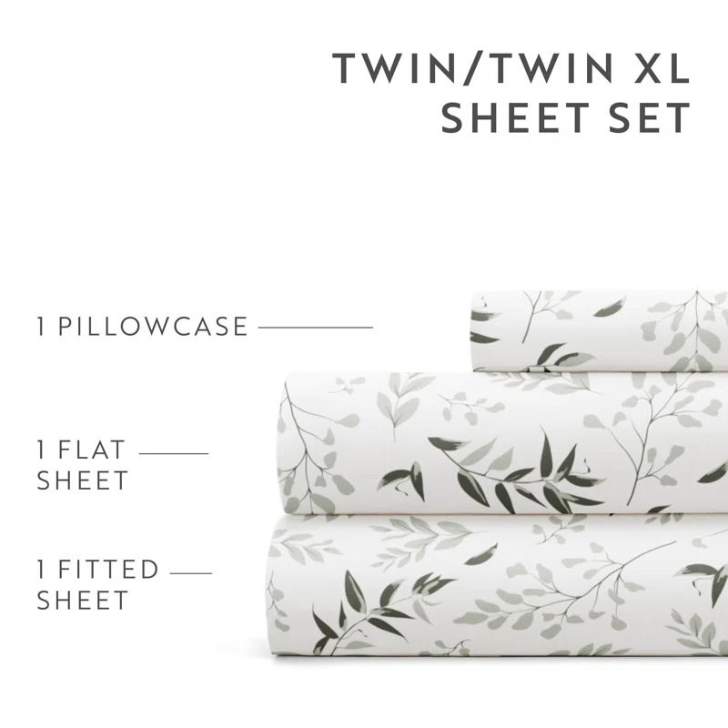 IEnjoy Home 4 Piece Sheet Set Patterned Microfiber Ultra Soft Bedding in Floral Dream