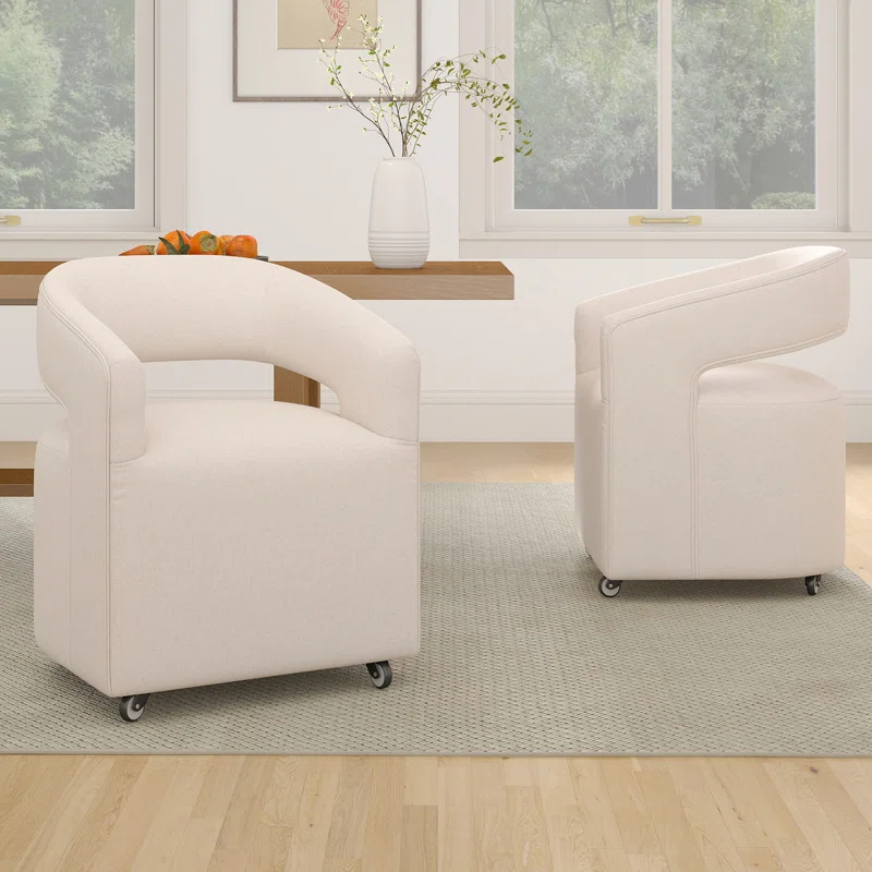 Orren Ellis Modern Dining Chairs Upholstered Dining Room Chairs Accent Chairs With Casters For Dining Room Living Room Set of 2