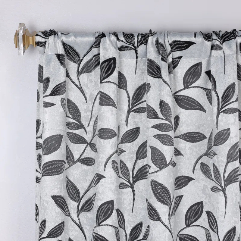 Modern Bohemian Leaves Polyester Machine Washable Room Darkening Blackout Curtains by Superior (Set of 2)