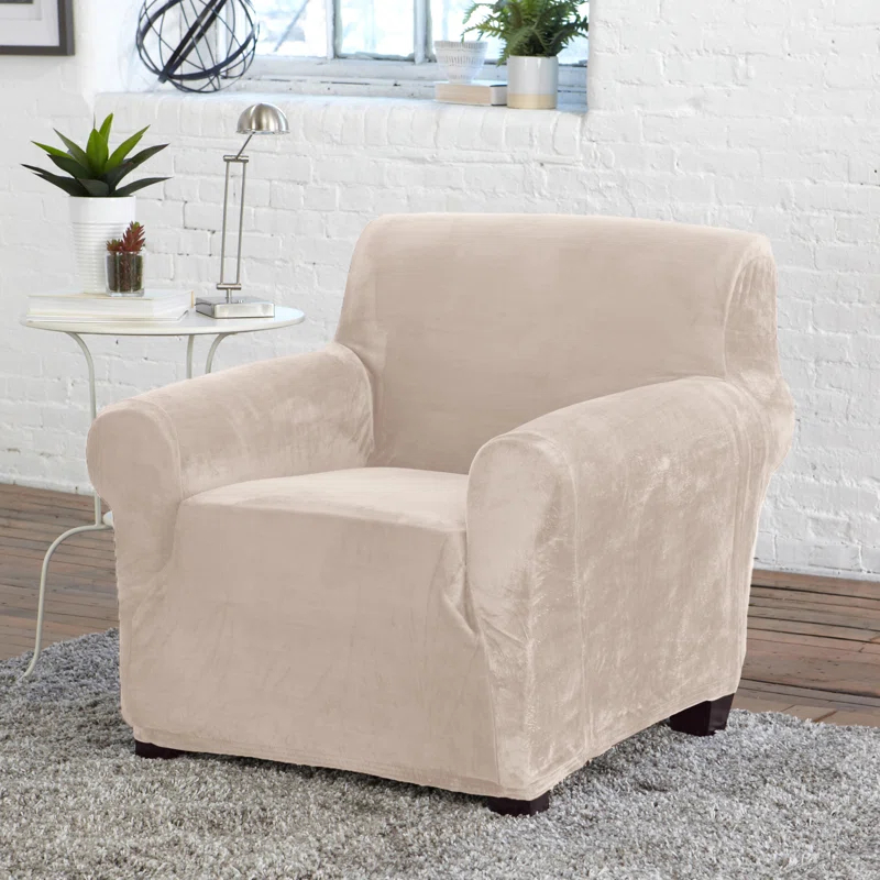 Symple Stuff Velvet Plush Stretch Chair Slipcover