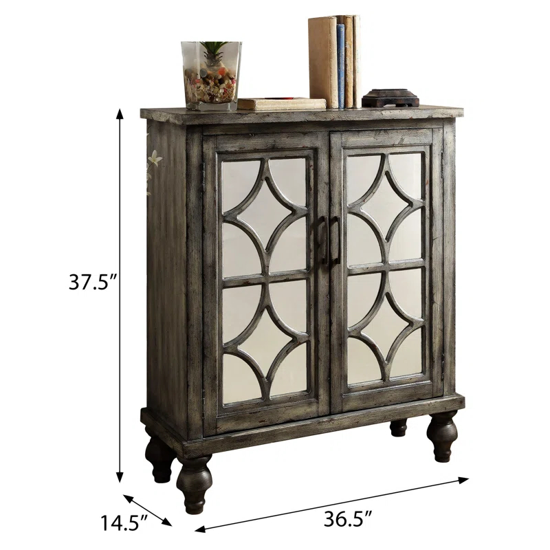 Rosdorf Park Weathered Grey 2-Door Console Table