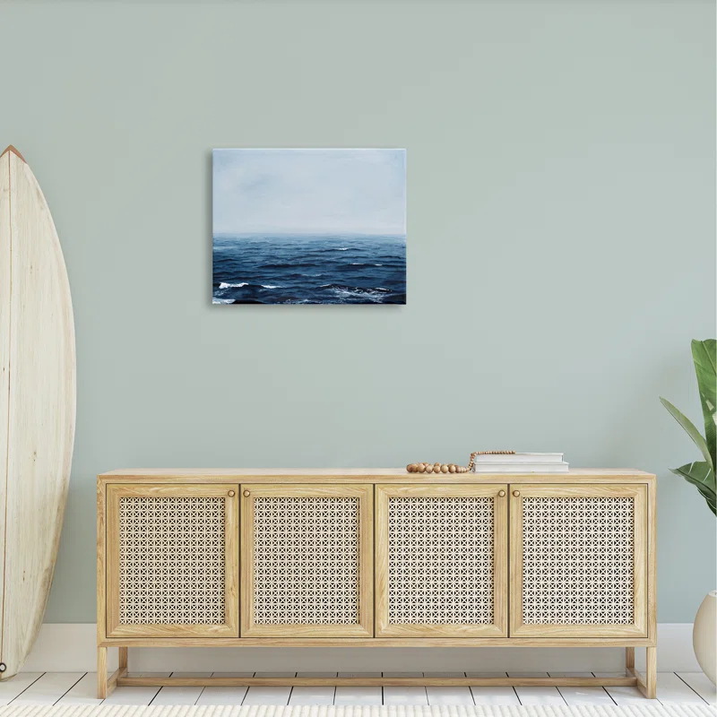 Stupell Industries " Choppy Ocean Water Waves Foggy Nautical Horizon " by Michael Willett Painting Print