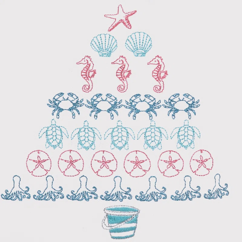 C&F Home Coastal Tree Embroidered Christmas Holiday Throw Pillow