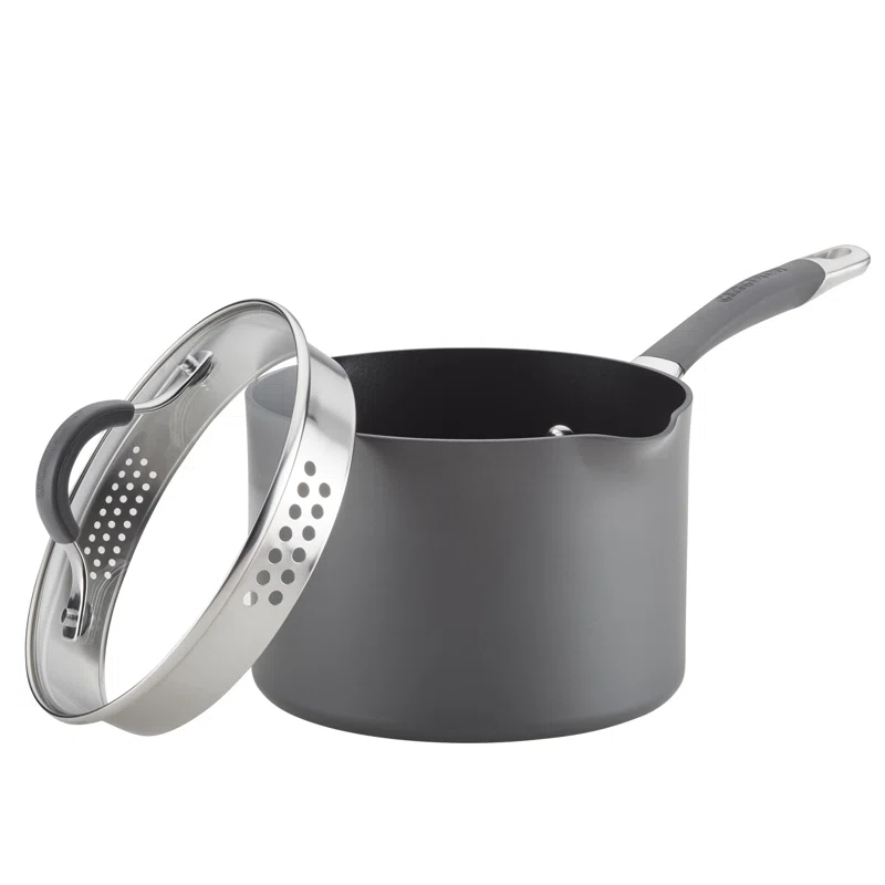 Circulon Circulon Radiance Hard-Anodized Nonstick Saucepan with Straining Lid, 3-Quart