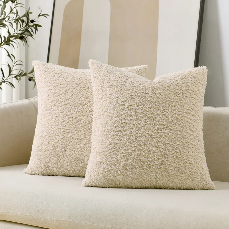 NordECO HOME Faux Fur Throw Pillow Covers Soft Teddy Polyester Square Throw Pillow Cover & Reviews | Wayfair