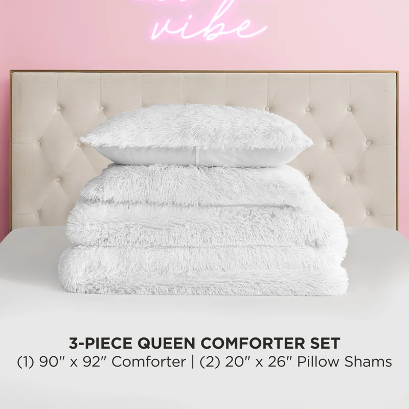 Juicy Couture Juicy Couture Shaggy Faux Fur Comforter & Shams Bedding Sets
