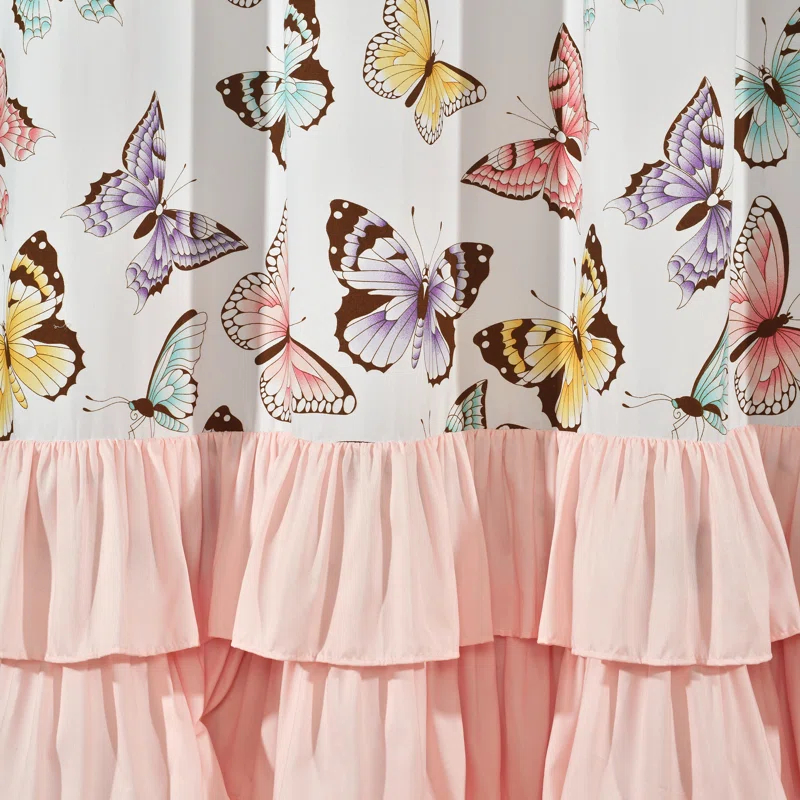 Lush Decor Flutter Butterfly Polyester Semi Sheer Curtain Pair (Set of 2)