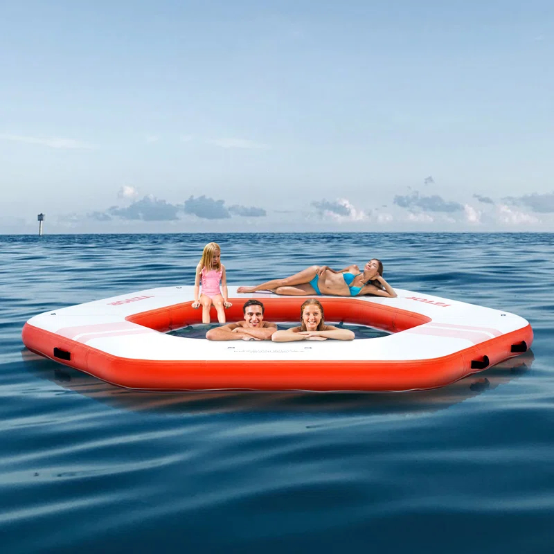 Stellweilan Tessberg 8.5FT Inflatable Dock Platform with 5FT Trampoline Mesh Pool with Portable Bag & Detachable Ladder
