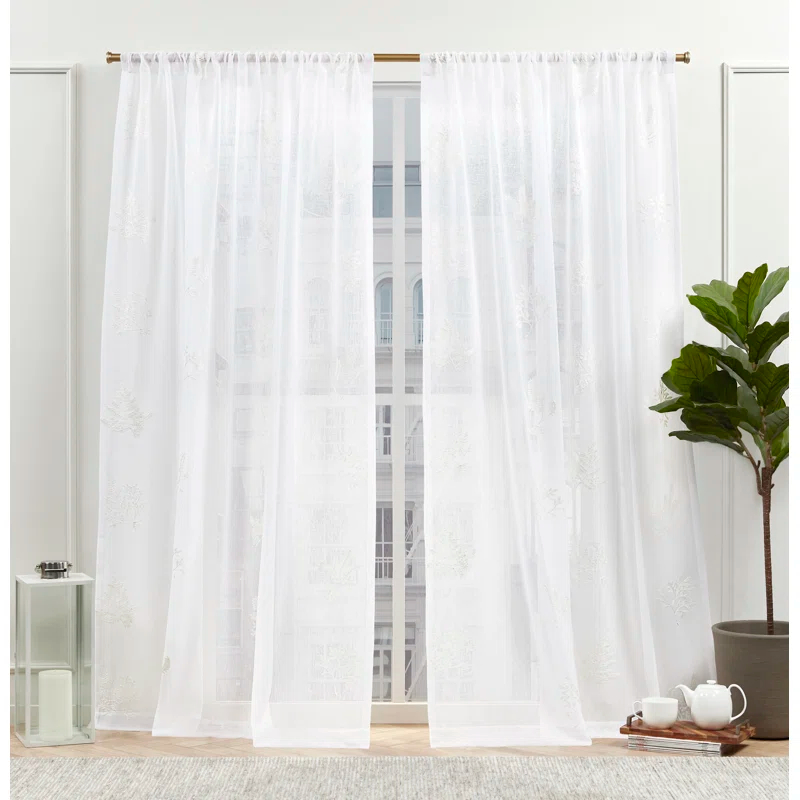 Nicole Miller Nicole Miller New York Mabel Sheer Rod Pocket Curtain Panels Pair (Set of 2)