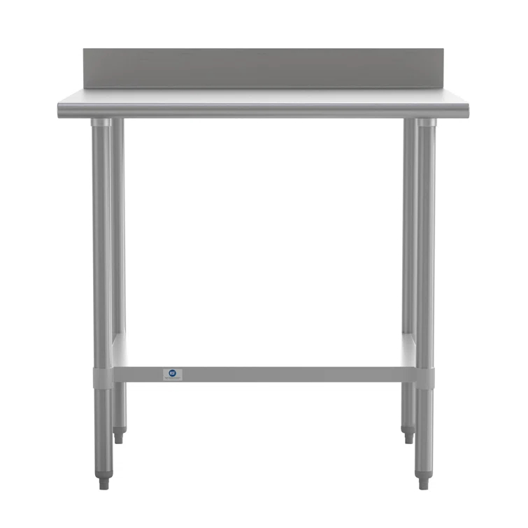 Flash Furniture Commercial Stainless Steel Kitchen Prep and Work Table with Shelf and Backsplash