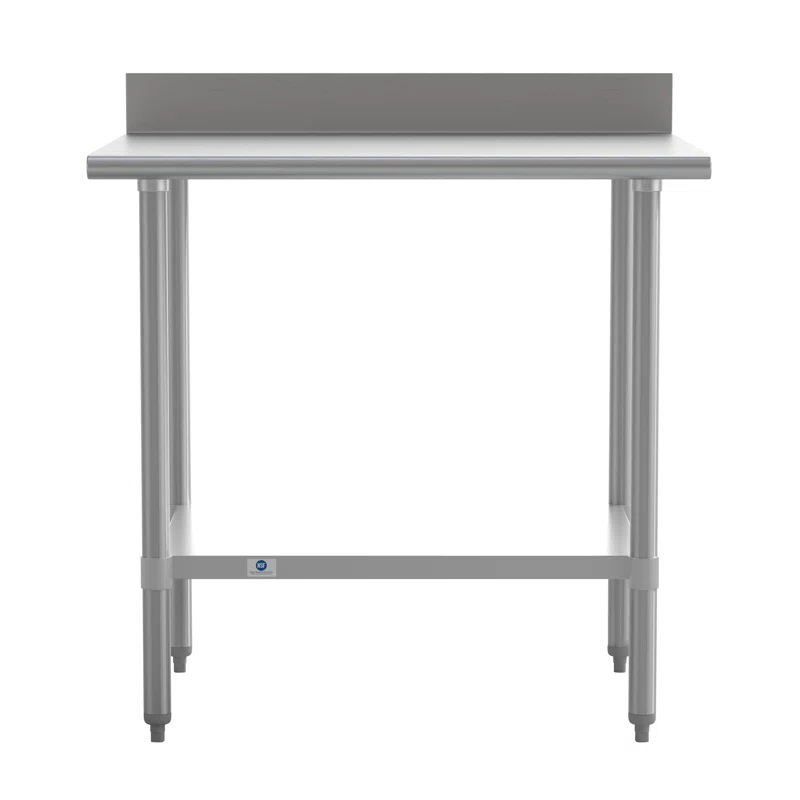 Commercial Stainless Steel Kitchen Prep and Work Table with Shelf and Backsplash