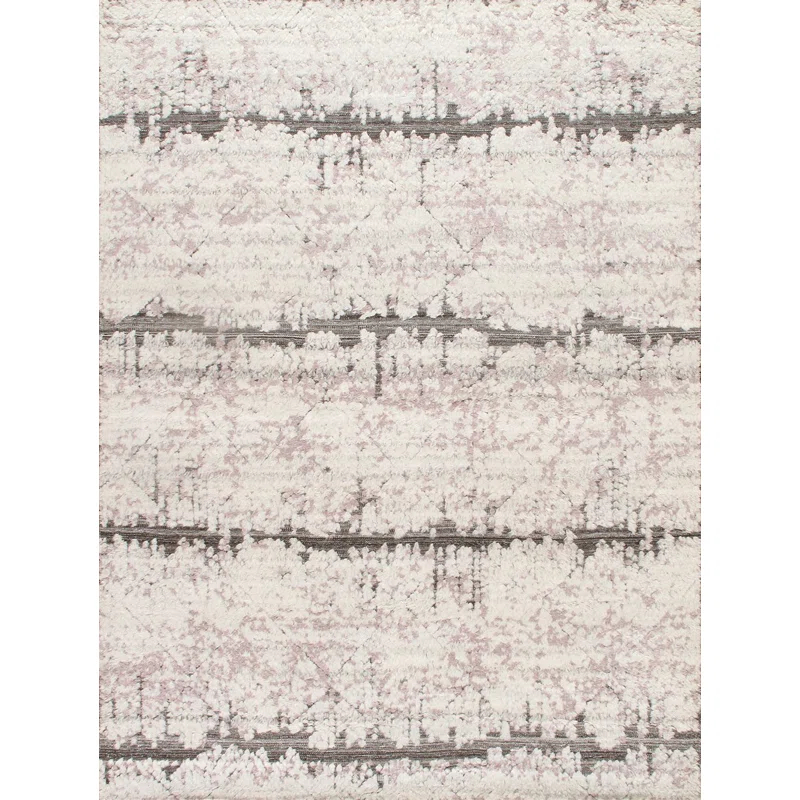 Pasargad Vogue Geometric Hand-Knotted Wool Ivory/Gray Area Rug