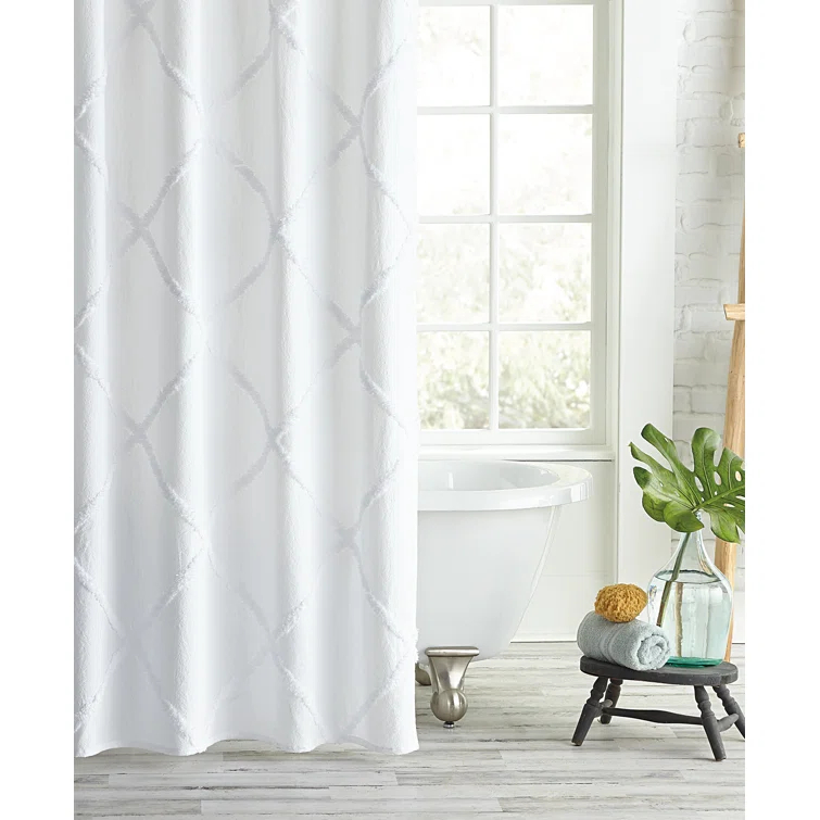 Peri Home Cotton Blend Geometric Shower Curtain