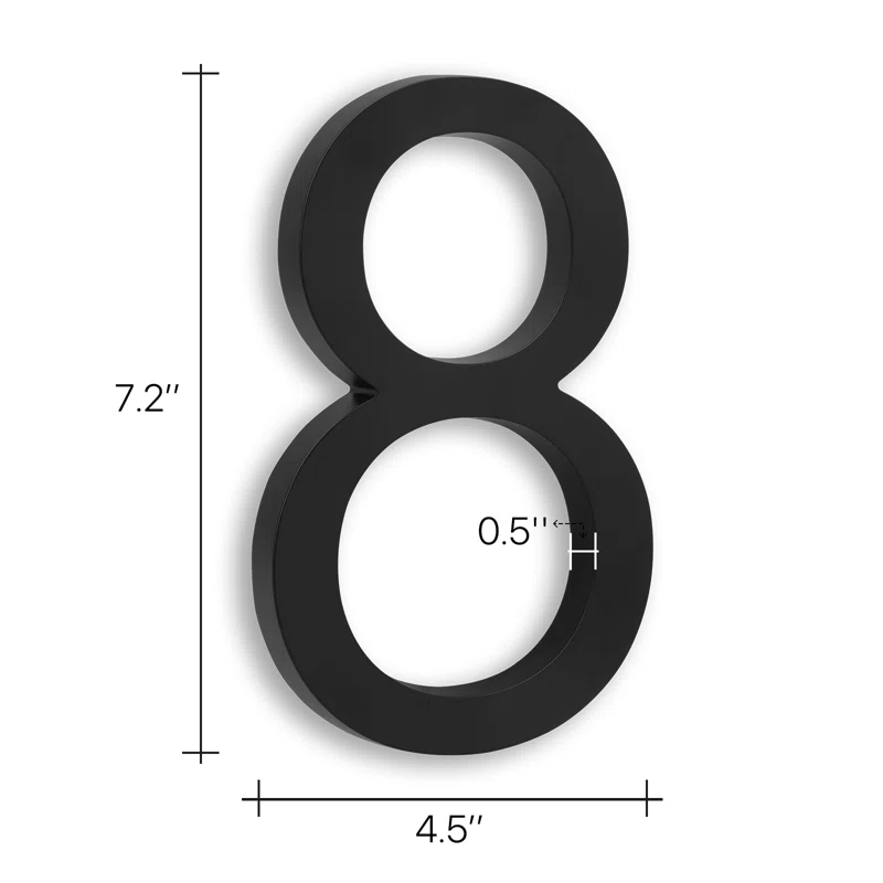 7" H Metal House Number Flush or Floating Mount, Clean Finished Look