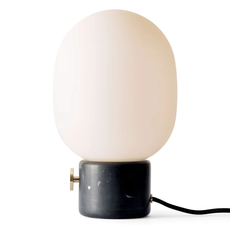 Polished Brass and Opal Glass Adjustable Table Lamp