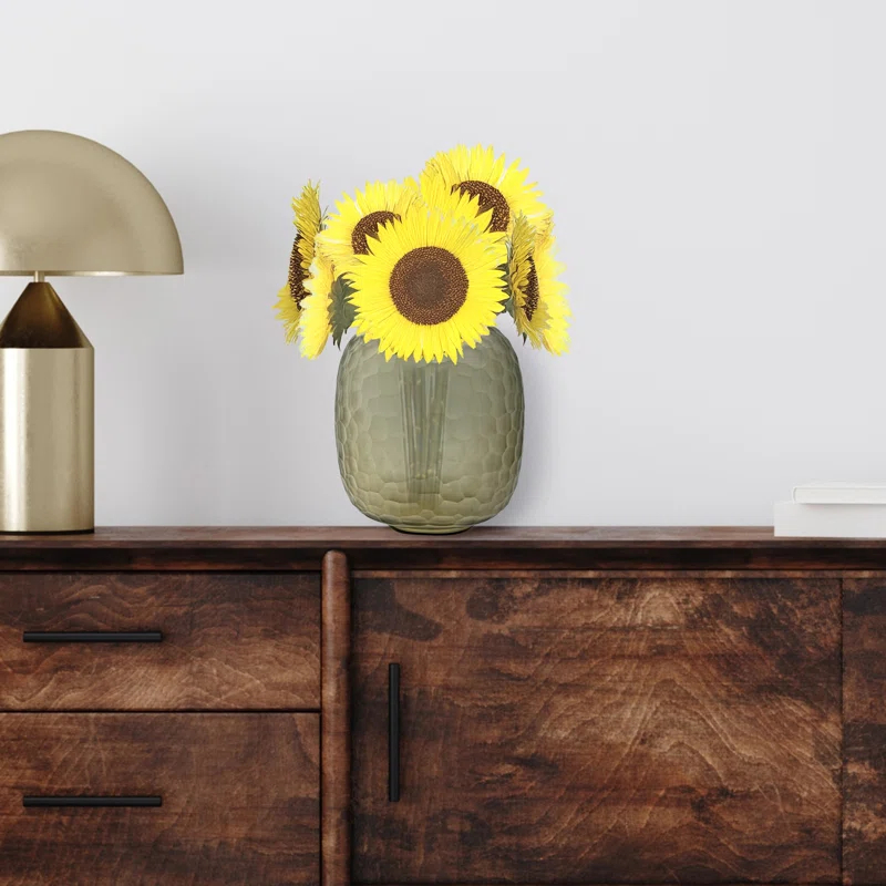 Bergamo Art 10" Decorative Handmade Glass Light Smoke Patterned Vase