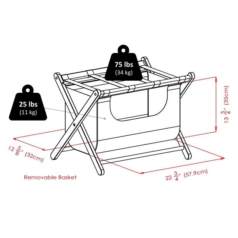 Folding Wood Luggage Rack