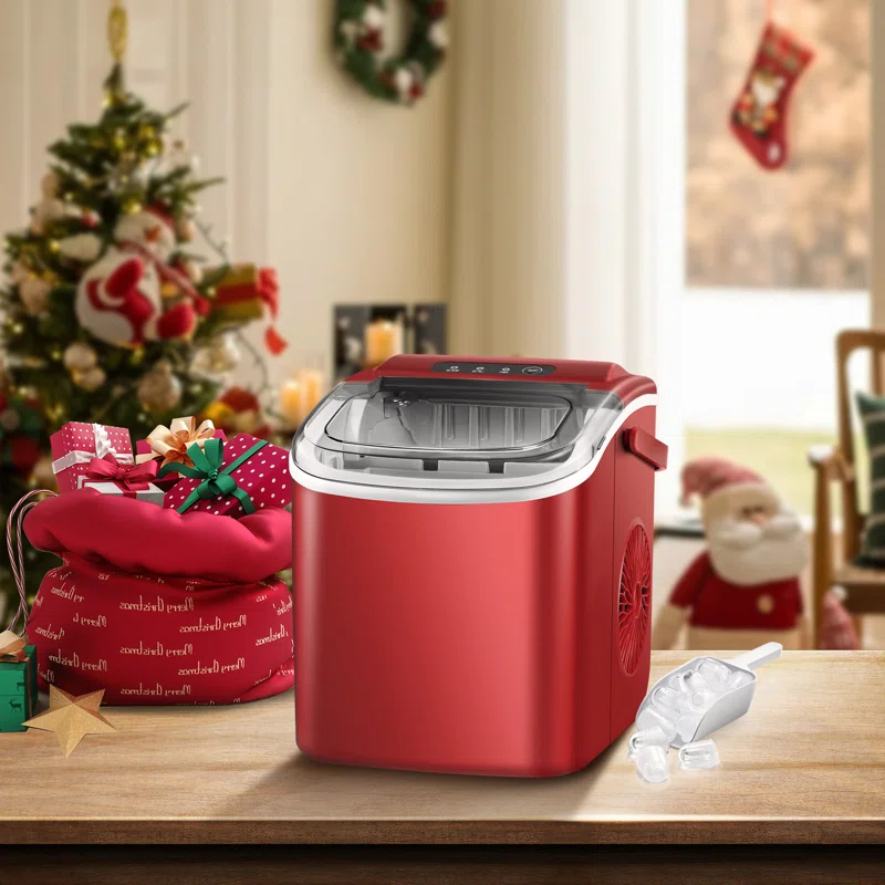 Antarctic Star Countertop Ice Maker Ice Machine With Handle,Self-Cleaning Ice Makers, 26Lbs/24H, 9 Ice Cubes Ready In 6 Mins For Home/Kitchen/Bar/Party/Camping