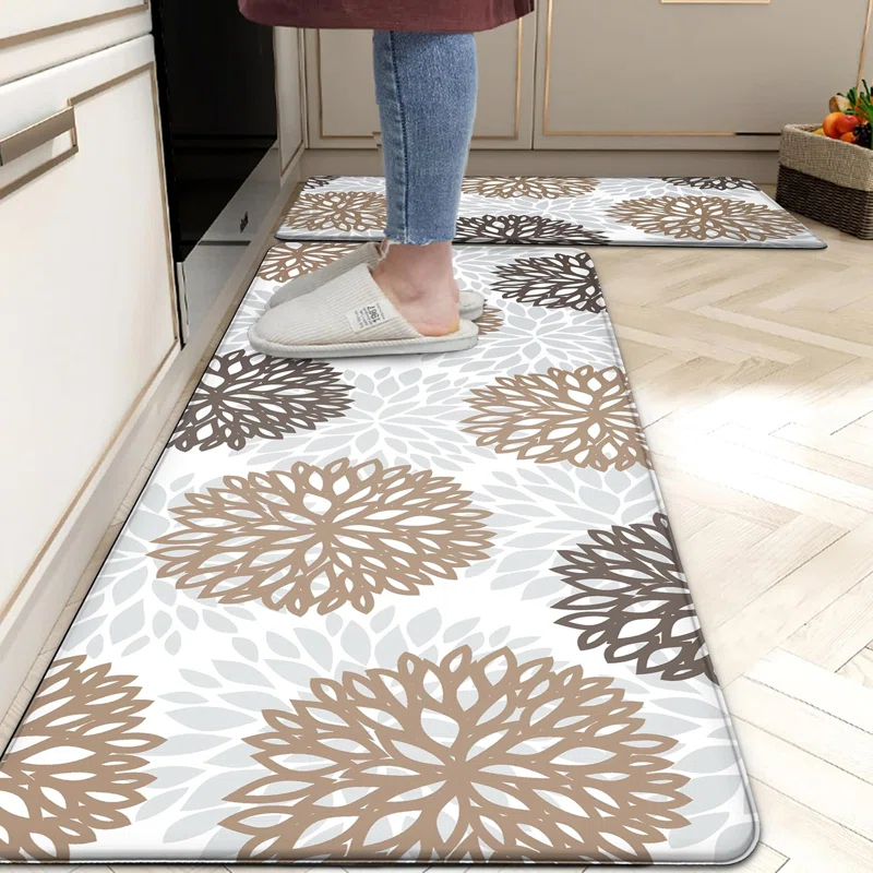 Red Barrel Studio® Kitchen Mats Set Of 2 Cushioned Anti Fatigue Kitchen Rugs Non Slip Waterproof Kitchen Runner Memory Foam Kitchen Floor Mat Comfort Standing Mat For Sink,Office,Laundry
