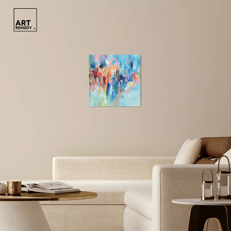 Art Remedy Art Remedy New Sky Framed Blue Abstract 1 Piece Canvas Wall Art 57079