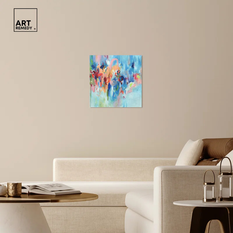 Art Remedy Art Remedy New Sky Framed Blue Abstract 1 Piece Canvas Wall Art 57079