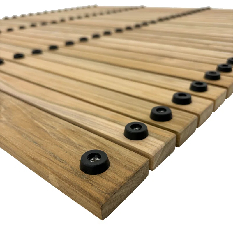 Nordic Style Nordic Style Teak Natural Shower And Bath String Mat With Rubber Footing 30″ X 30″