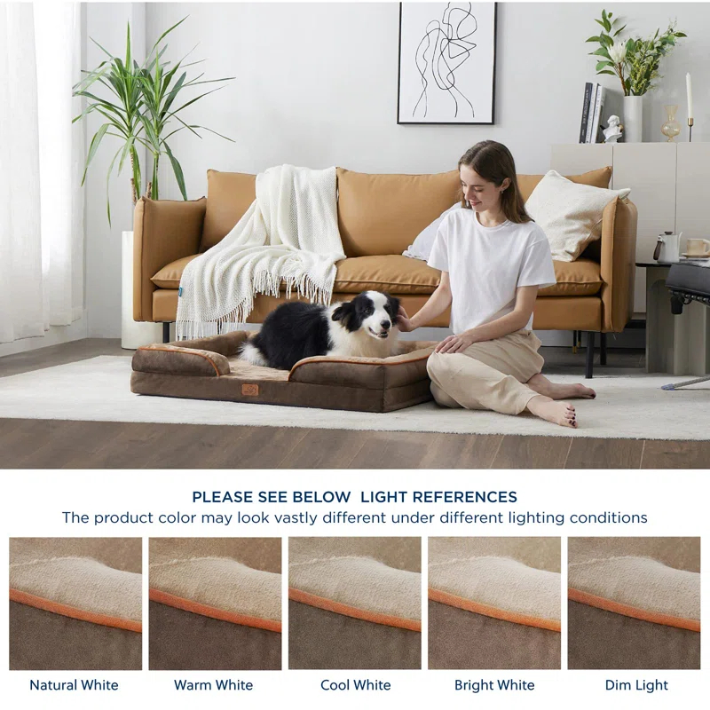 Orthopedic Dog Bed For Large Dogs - Big Washable Calming Dog Sofa Beds Large, Supportive Foam Pet Couch Bed With Removable Washable Cover, Waterproof Lining And Nonskid Bottom