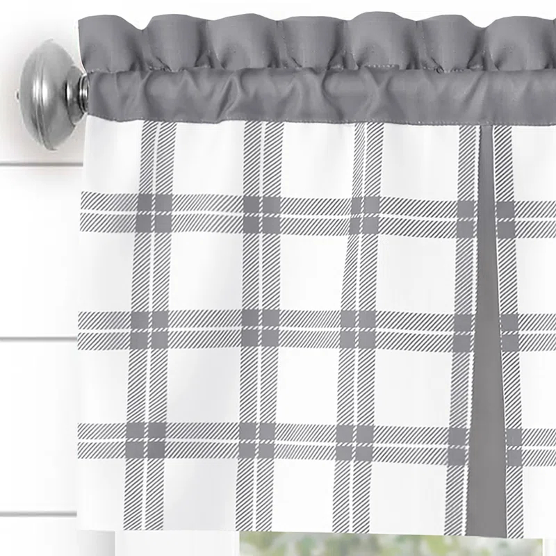 Achim Importing Co Plaid Tailored 58'' W Kitchen Curtain