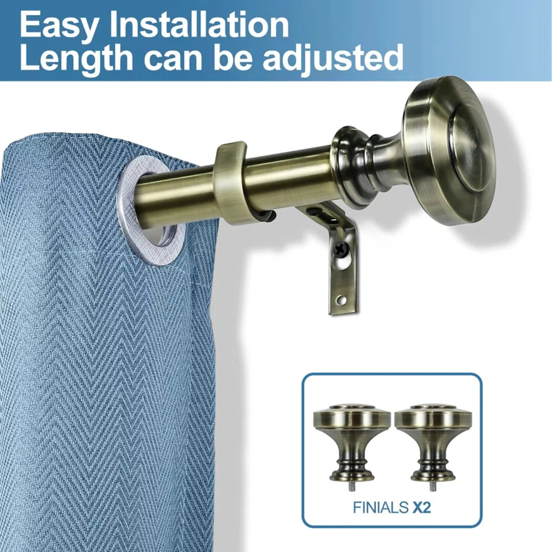 Red Barrel Studio® Gottlieb Steel Adjustable Single Curtain Rod