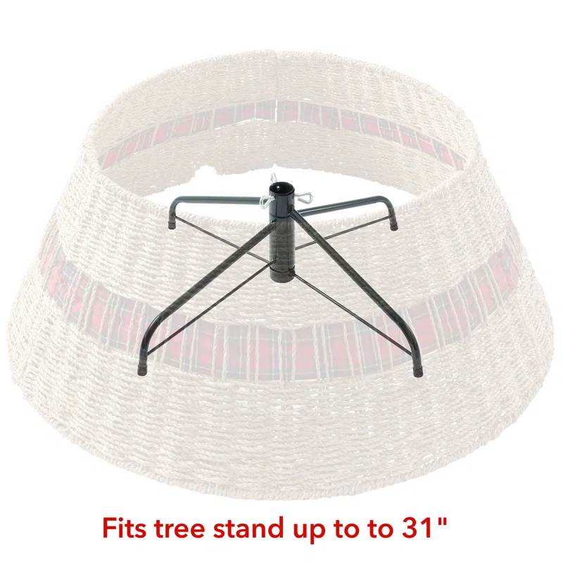 Casafield Woven Christmas Tree Collar with Ribbon and Cord Cutout