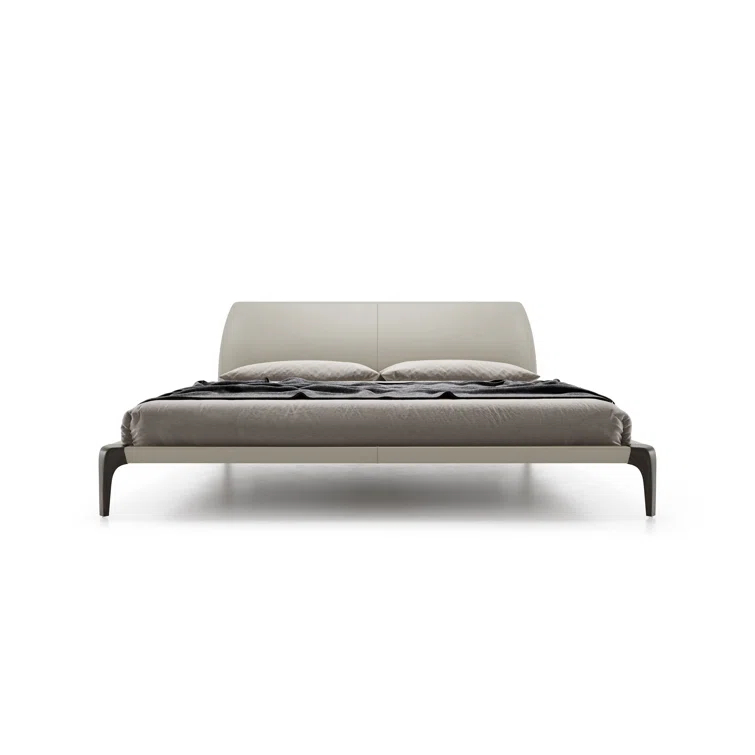Modloft Vanderbilt King Bed In Truffle Beige Eco Leather And Seared Ash | Perigold