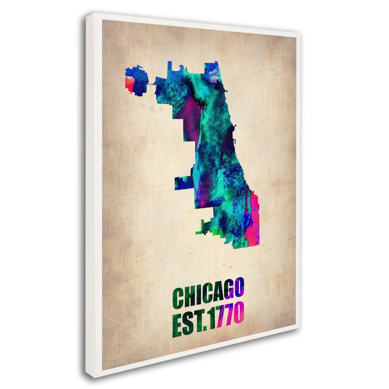 Trademark Fine Art Chicago " Chicago Watercolor Map " by Naxart