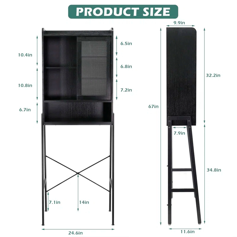 Freestanding Bathroom Toilet Above Storage Cabinet Storage Rack