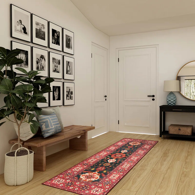 My Magic Carpet Ramage Indigo Oriental Flatweave Red/Black Area Rug