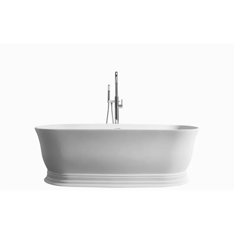Ancerre Designs Heritage 70.9'' x 31.5'' Freestanding Soaking Solid Surface Bathtub FSBT-SS-HERITAGE-71-MW