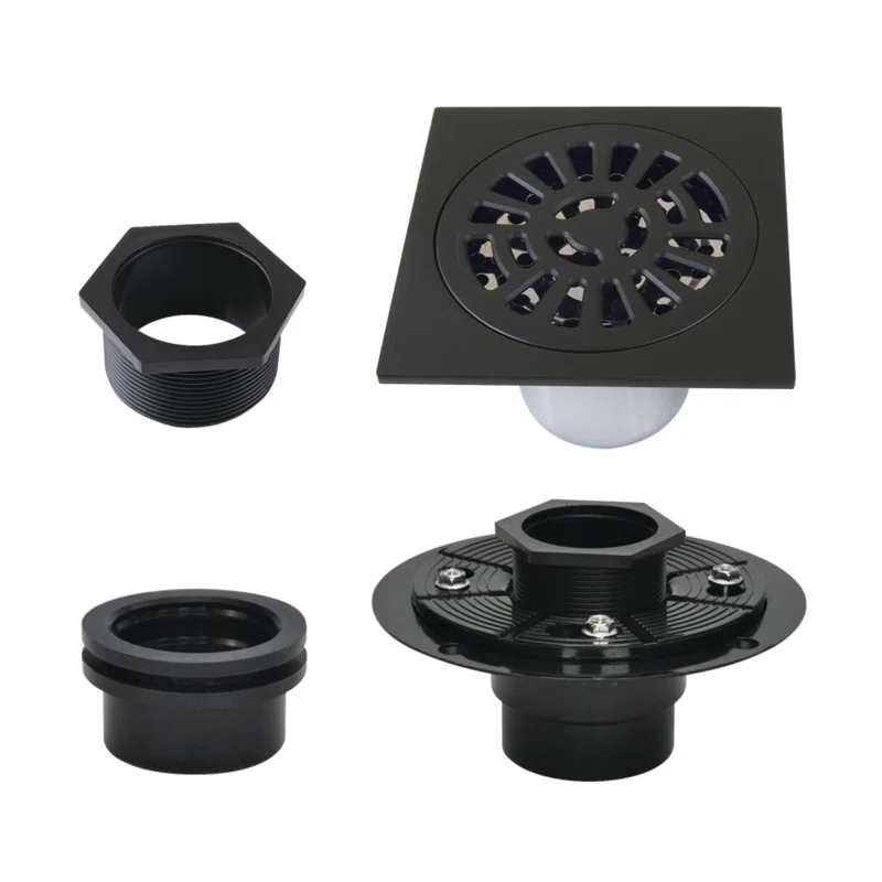 Kingston Brass Watercourse 4-Inch Square Brass Shower Drain