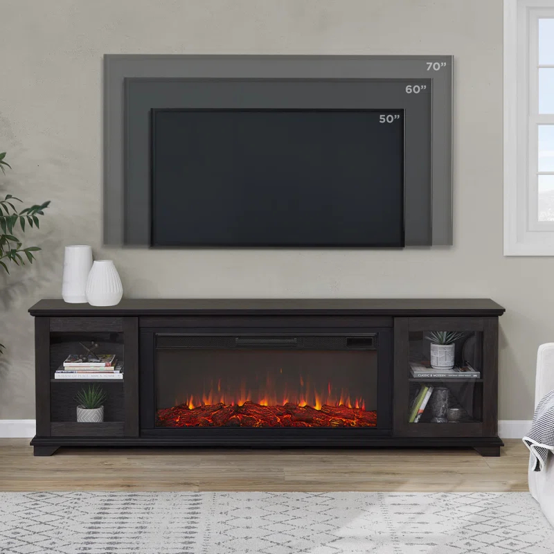 Real Flame Benjamin 81" Landscape TV Stand with Electric Fireplace by Real Flame