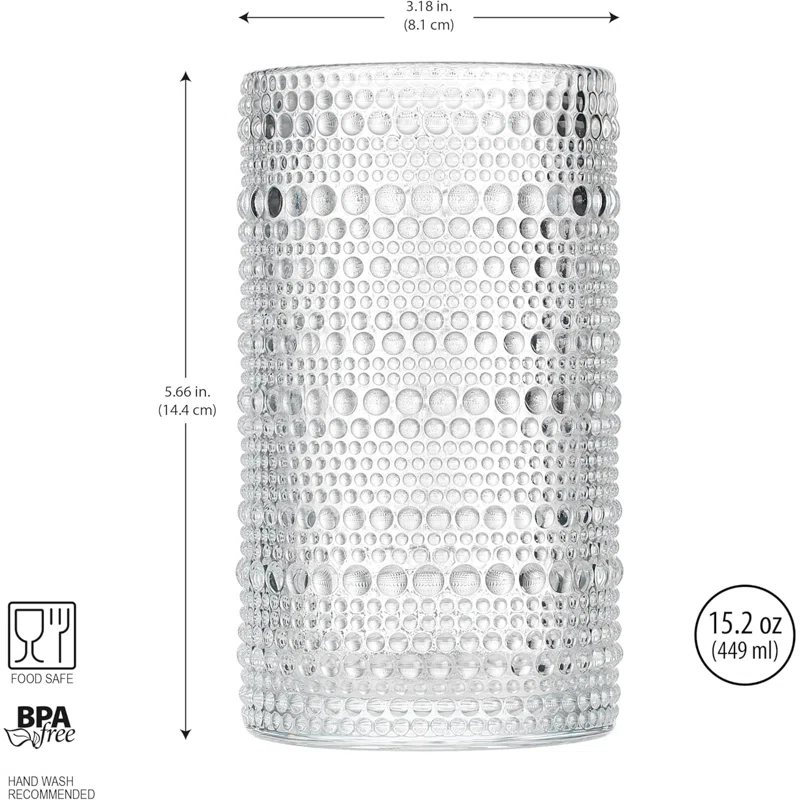 Home Essentials and Beyond Halo Set Of Four 15Oz Highball (Set of 4)