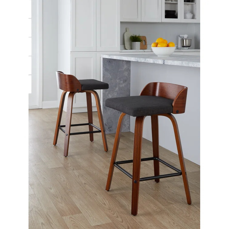LumiSource Swivel Upholstered Counter Stool (Set of 2)