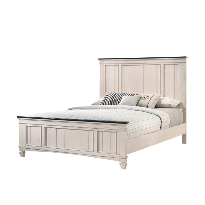 Rosalind Wheeler 1Pc Rustic Industrial Style Brown Finish Queen Size Panel Bed W Built In Bench Footboard Solid Wood Wooden Bedroom Furniture