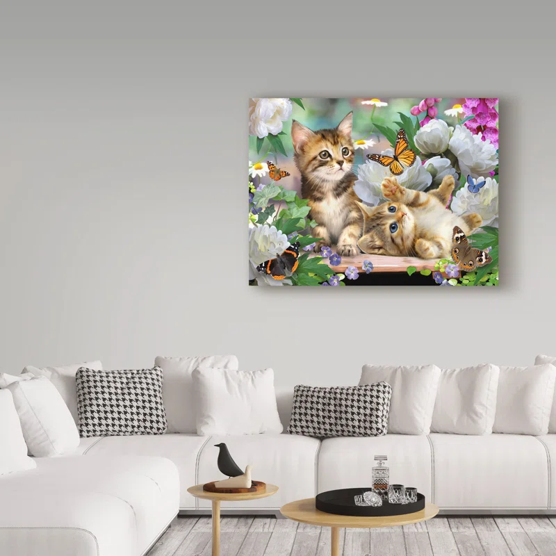 Trademark Fine Art " Kittens And Butterflies " by Howard Robinson