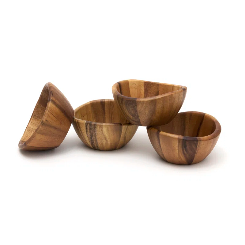 Lipper Acacia Wave Bowls, Set Of 4