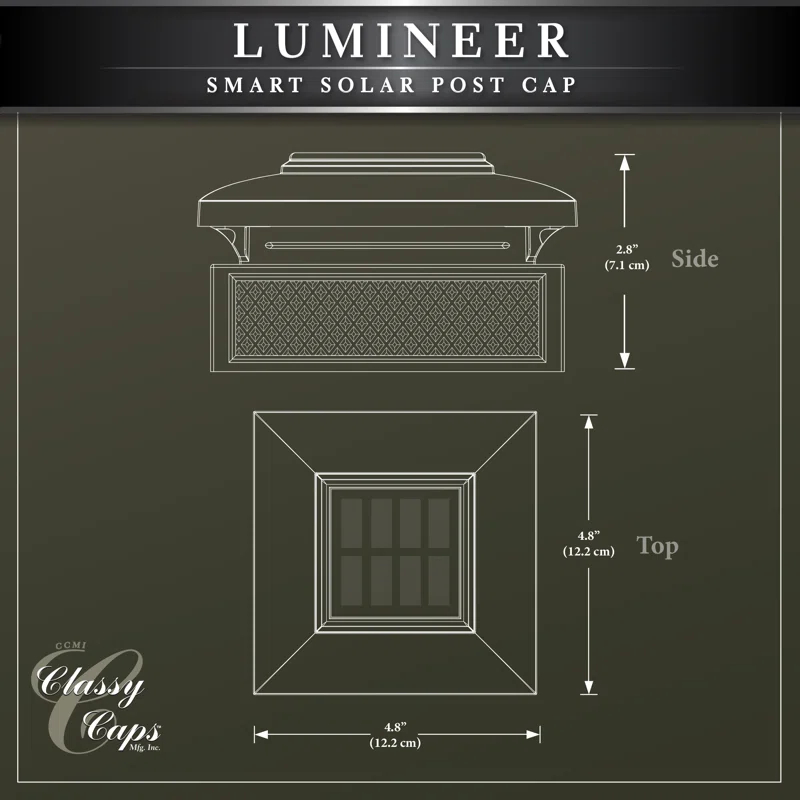 Classy Caps Black Low Voltage Integrated LED Metal Fence Post Cap Light 3.5 In. X 3.5 In. with Base Adapter Included