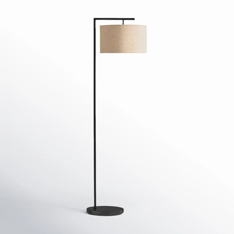 Montage Modern 60 in. Mid-Century Modern LED Floor Lamp with Fabric Drum Shade