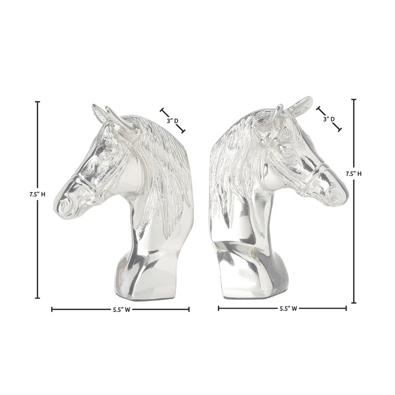 9" Highland Horsehead Bookends (Set of 2)